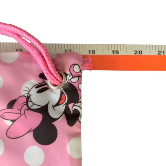 Disney Minnie Mouse Pink Polka Dot Drawstring Sling Backpack Legacy 17.5”x13.5” - Picture 5 of 6